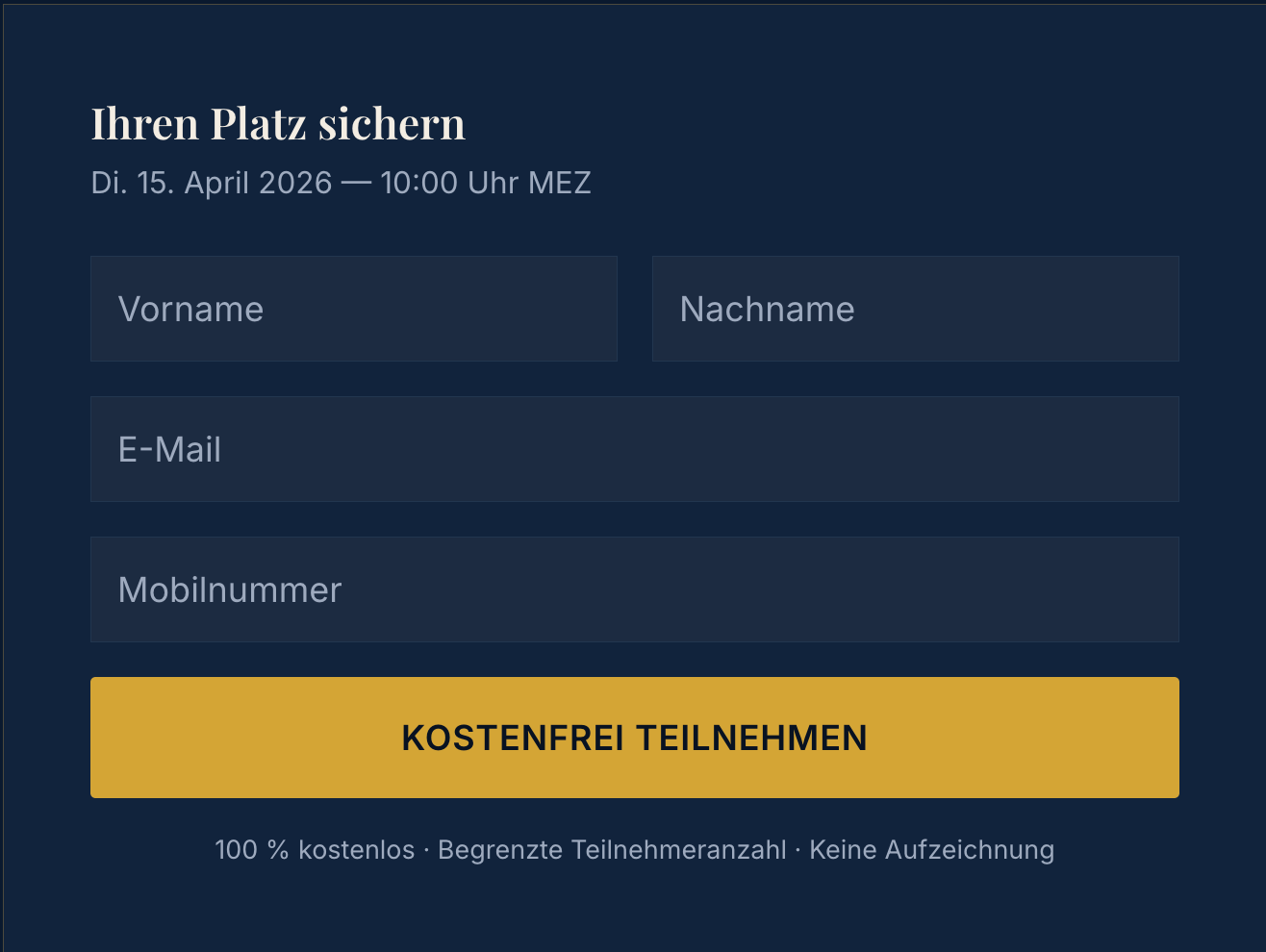 Ihren Platz sichern – Zoom Webinar Registrierung